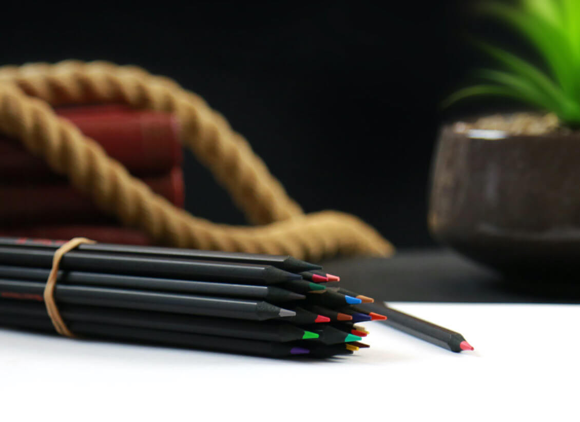 Matte Black Pencils with Black Wood - Round - Blank